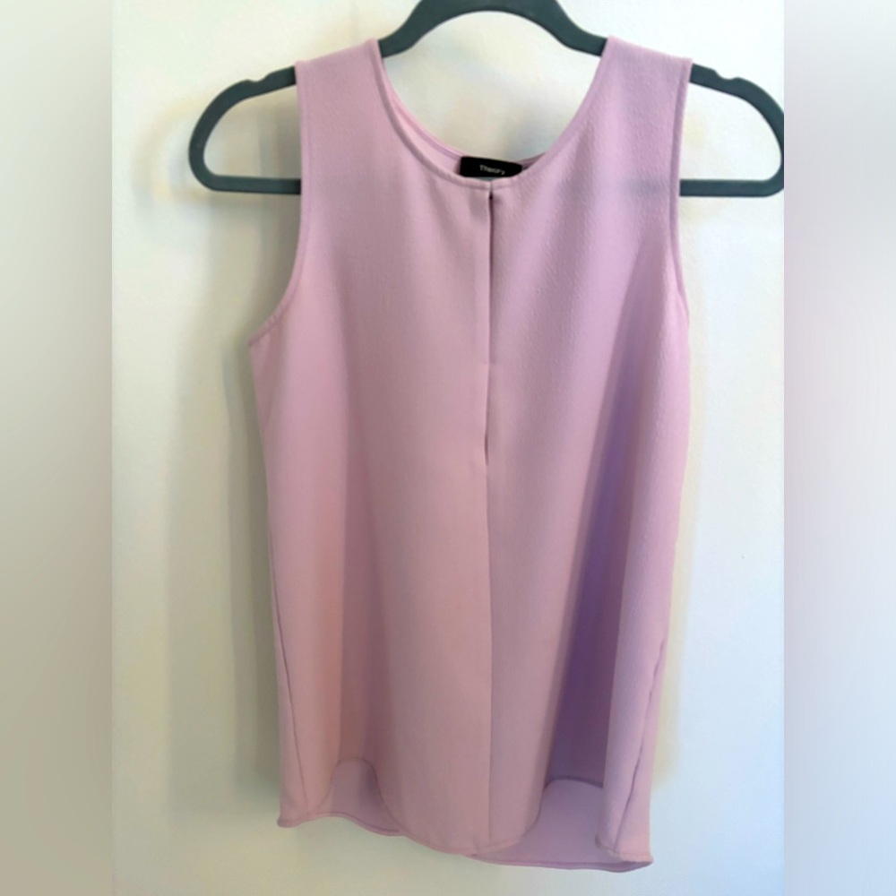 THEORY Antazie Top SMALL Lavender Sleeveless Textured V Neck blouse $185 Shell